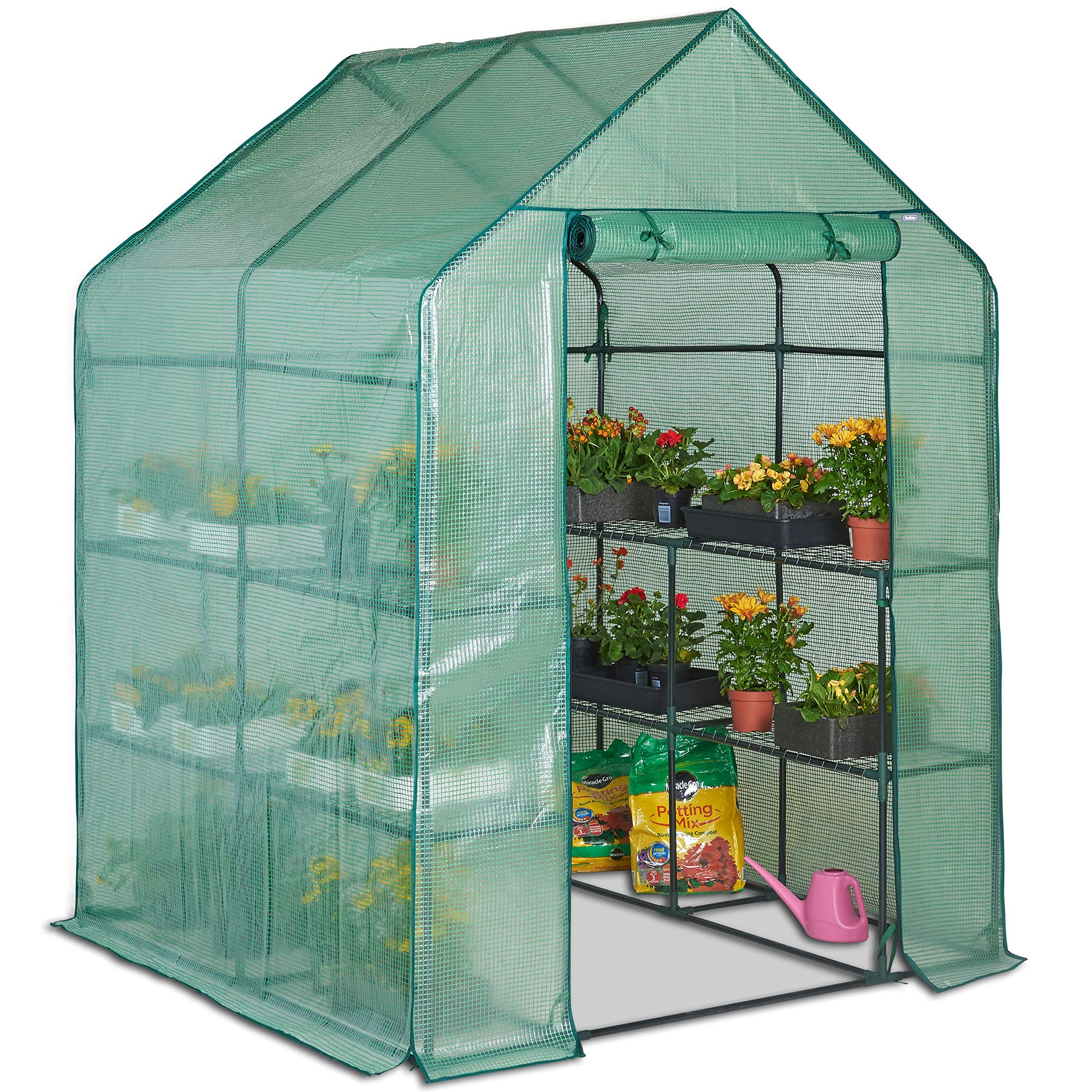 VonHaus Walk In Greenhouse – Green House with 8 Shelves and
